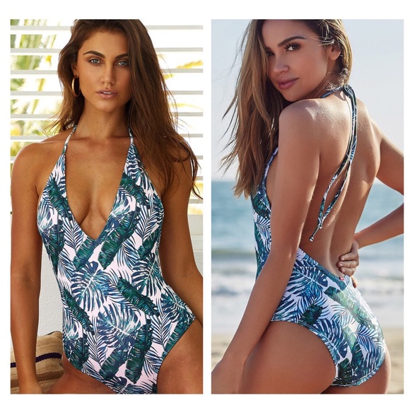 Paris&Pearle Other - Delilah Tropical Palm Print One Piece